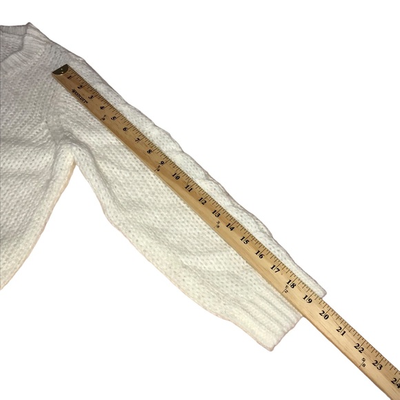 Old Navy Ivory Cable Knit Pom Pom Wool Blend Sweater - Large - Picture 5 of 9
